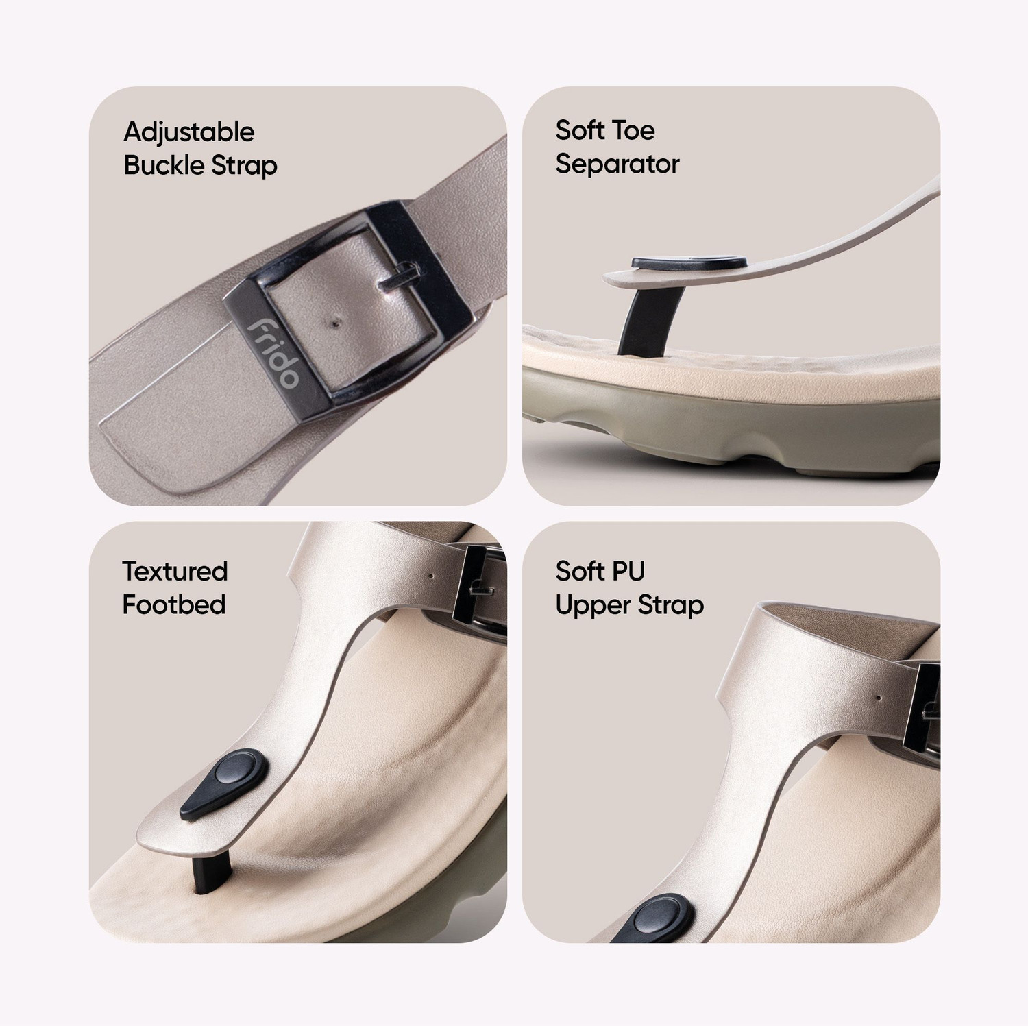 Image of Frido Cloud Comfort Arch & Heel Support with Anti-Skid Sole, Adjustable Buckle Strap Women Sandals
