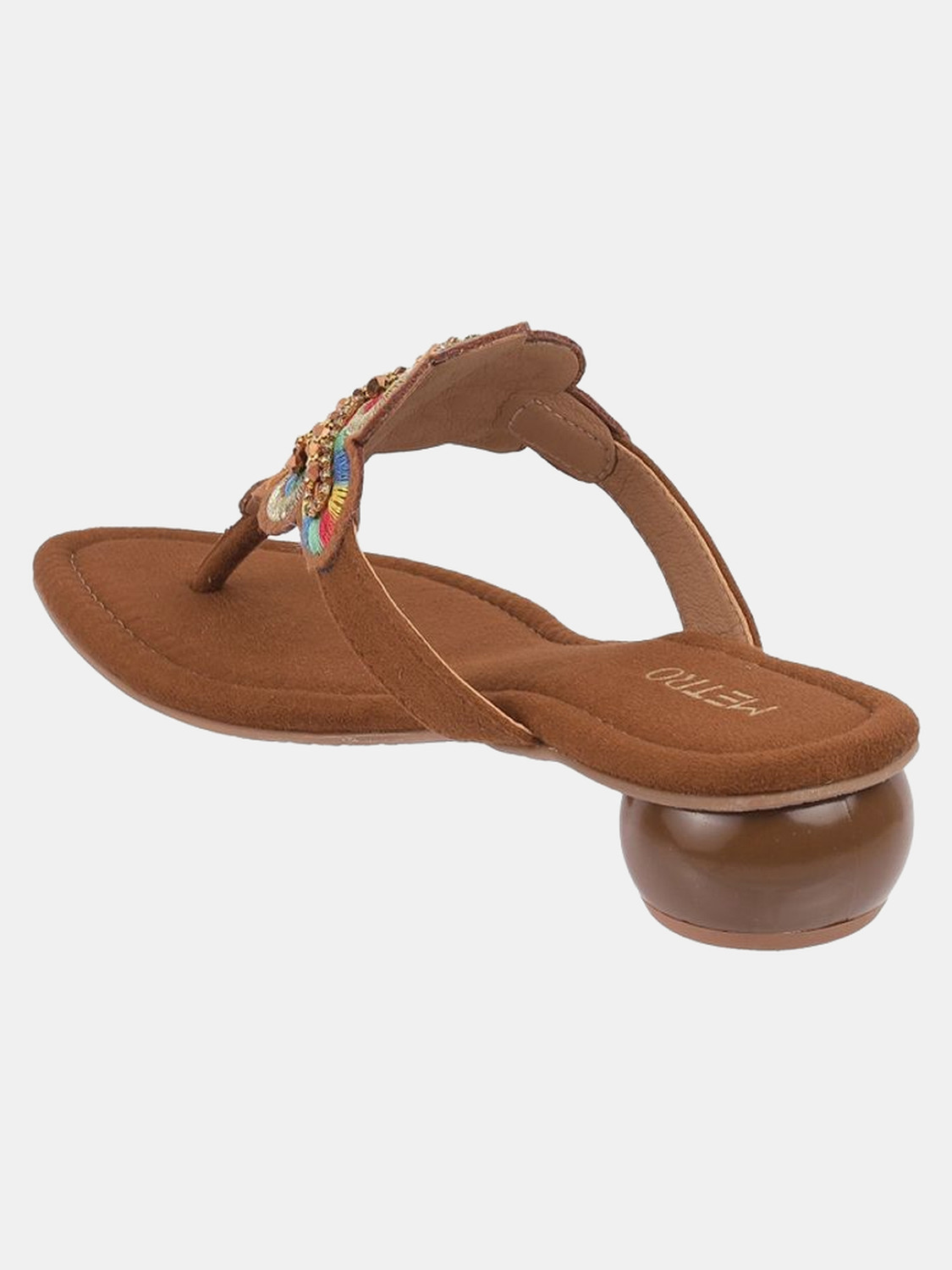 Image of METRO Women SyntheticBlock Heels Sandal (Tan, 4)
