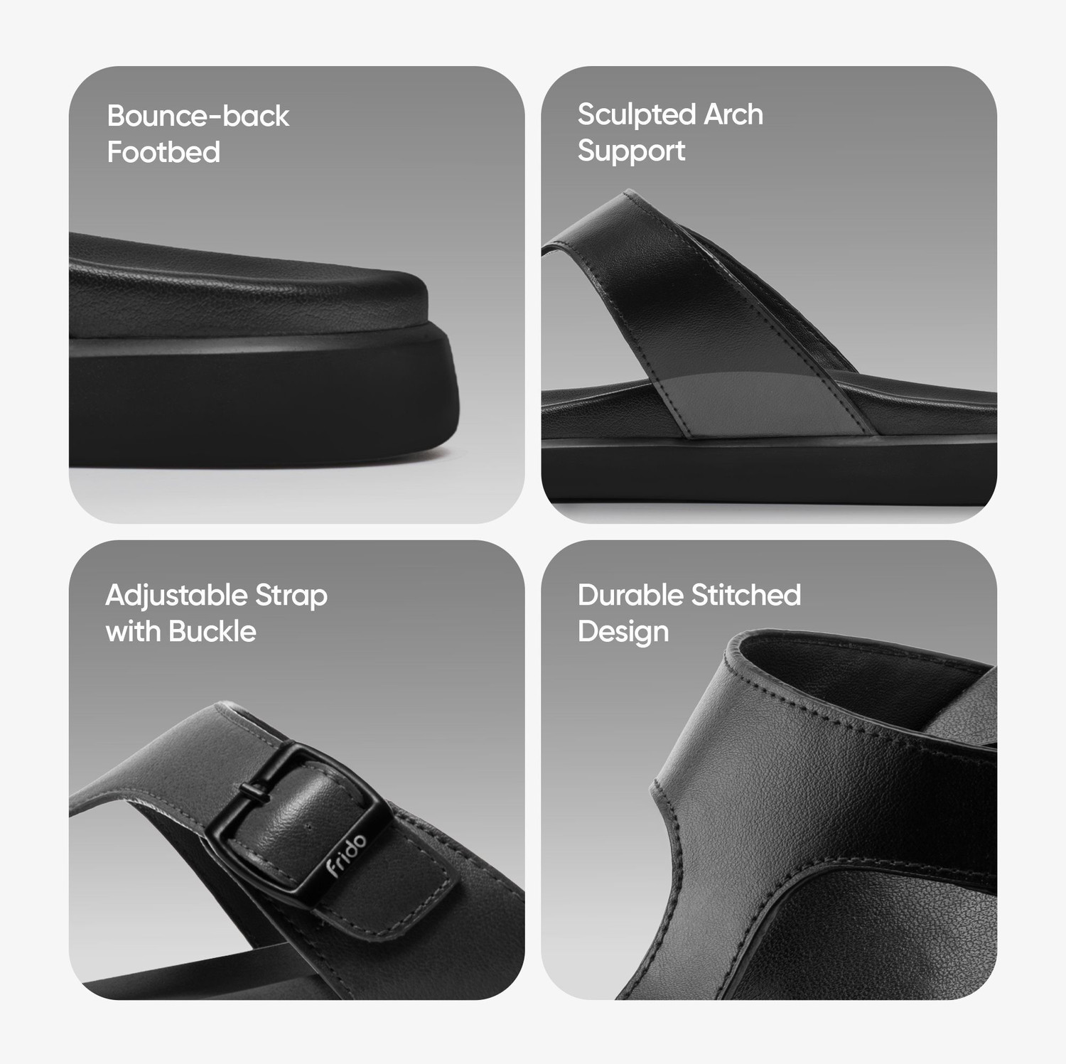 Image of Frido Cloud Comfort Diabetic Ortho Arch Support for Pain Relief Anti-Skid Sole Cushion Men Sandals