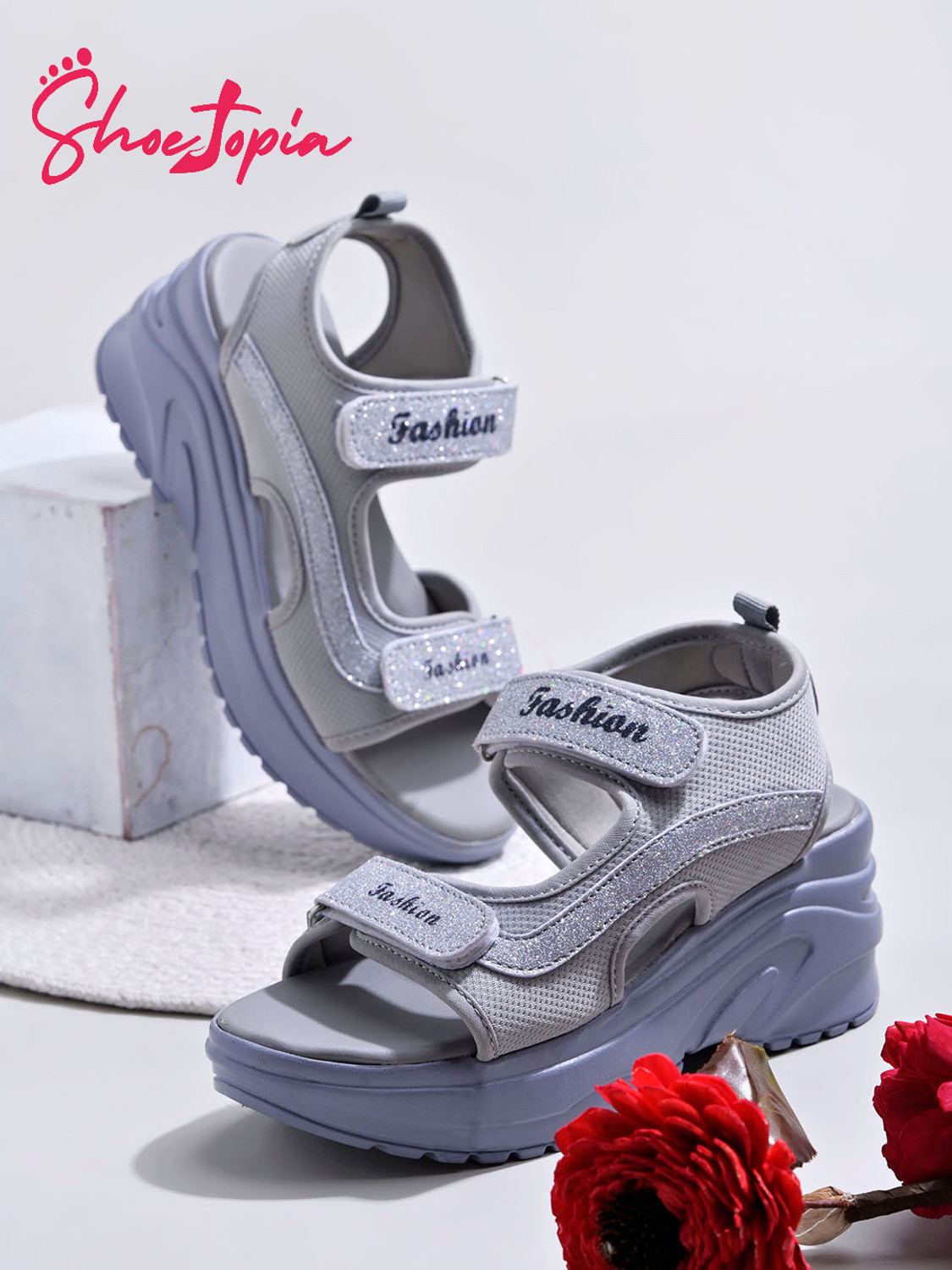 Image of SHOETOPIA Girls Velcro Wedges