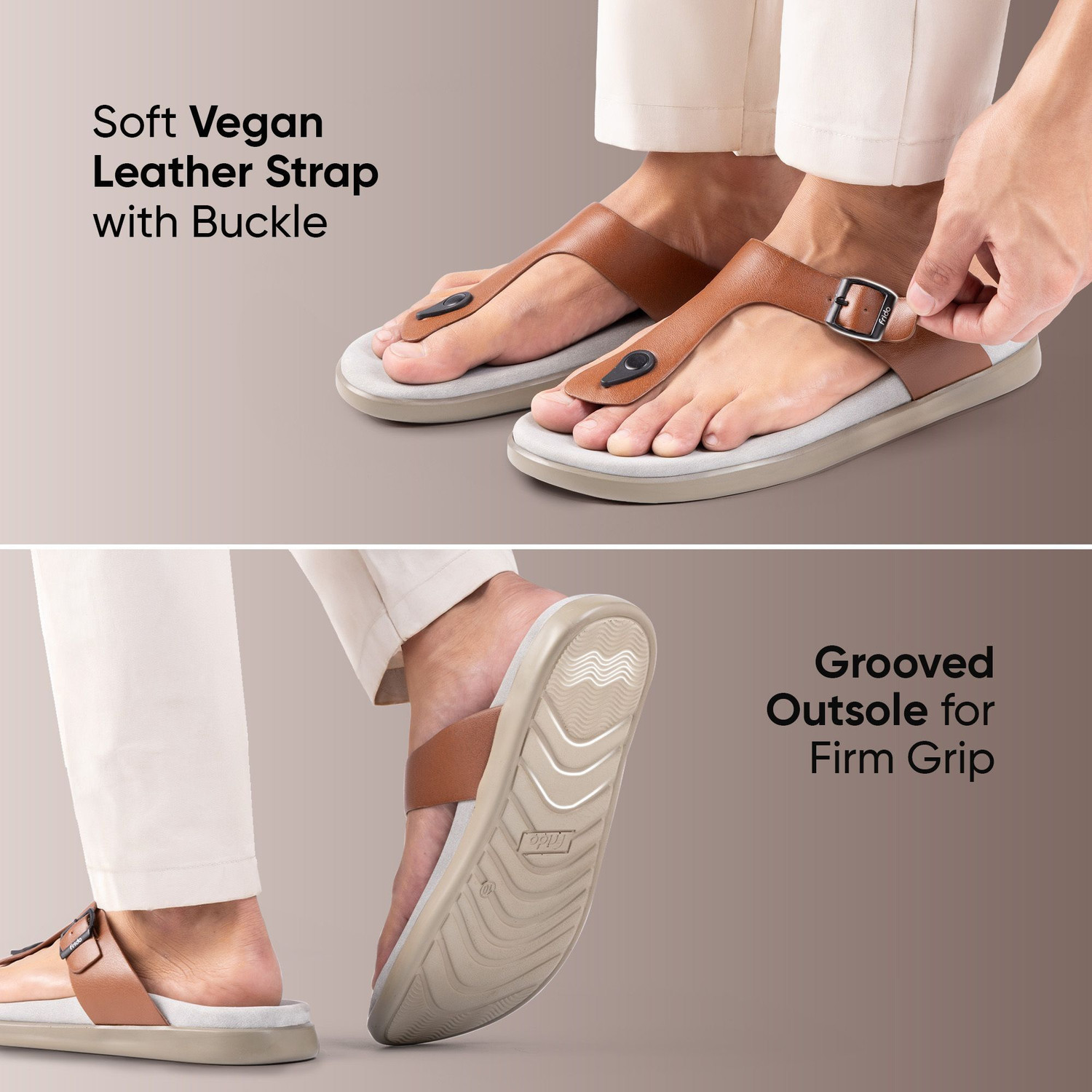 Image of Frido Cloud Comfort Diabetic Ortho Arch Support for Pain Relief Anti-Skid Sole Cushion Men Sandals