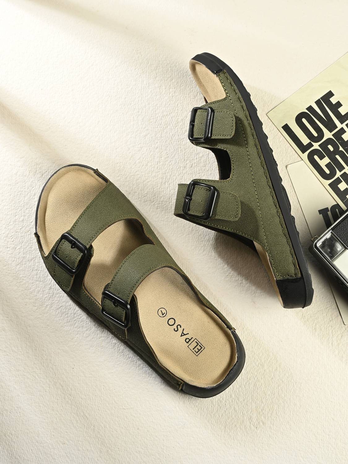 EL PASO Men Green Sandals - Image 1