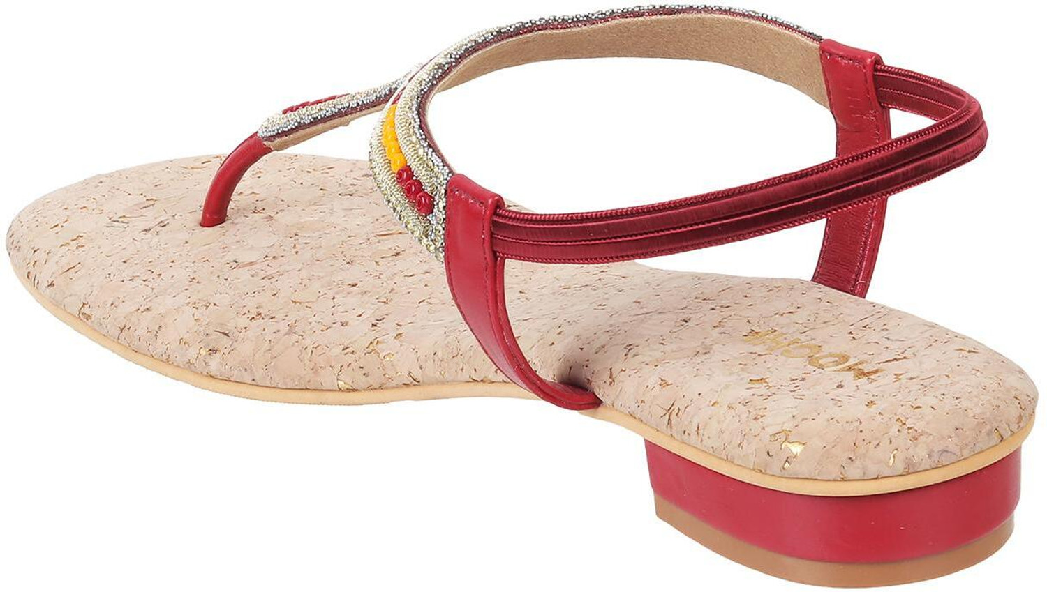 Image of MOCHI EmbellishedT-StrapFlatsWithBackstrap Women Heels