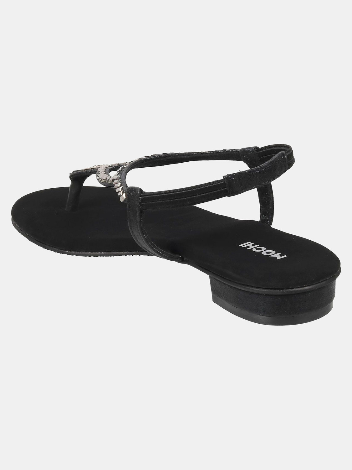 Image of MOCHI BlackEmbellishedT-Strap Women Heels