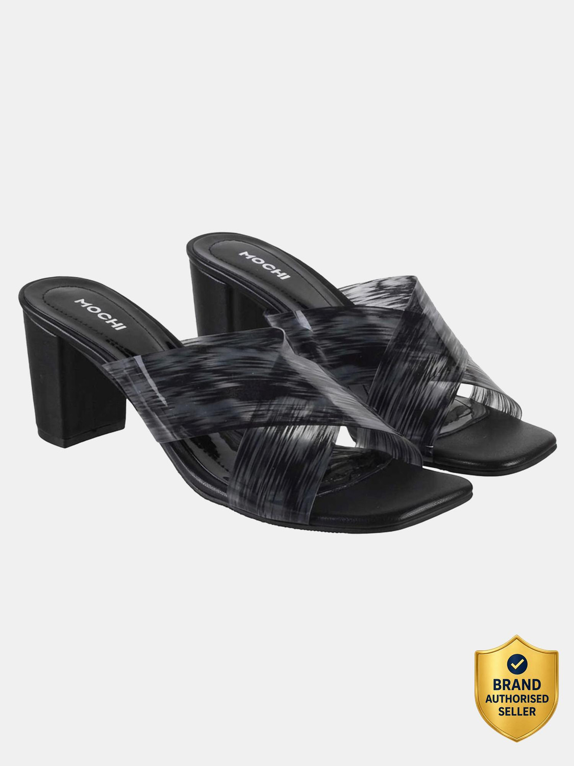 MOCHI TexturedOpenBackBlock Women Heels