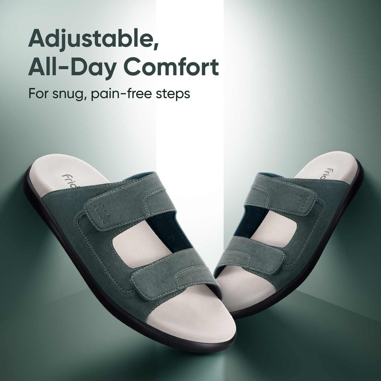 Image of Frido Comfort Dual Strap Footwear With Bounce Back Cushioned Footbed Adjustable Velcro Men Casual