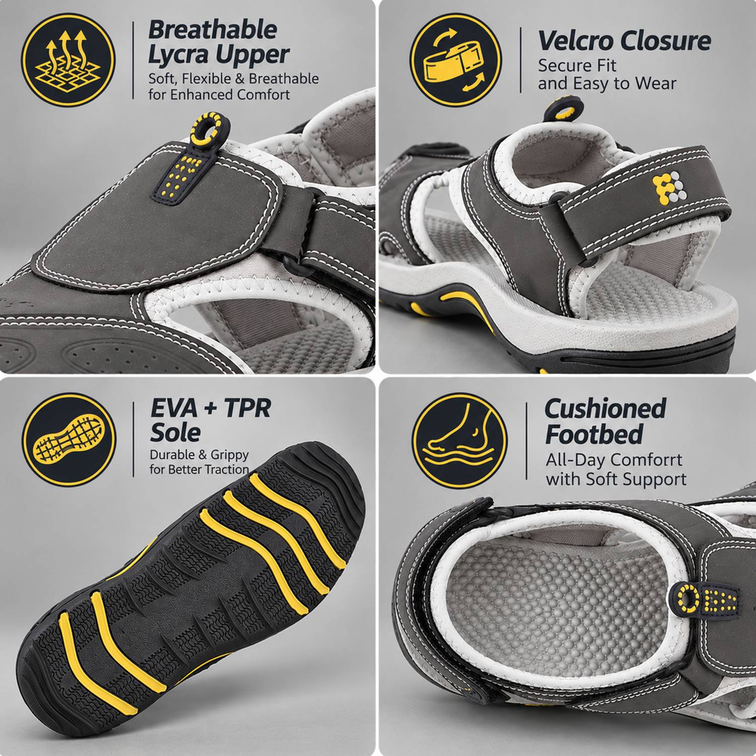 Fuel Men Sandals Gray - Image 3