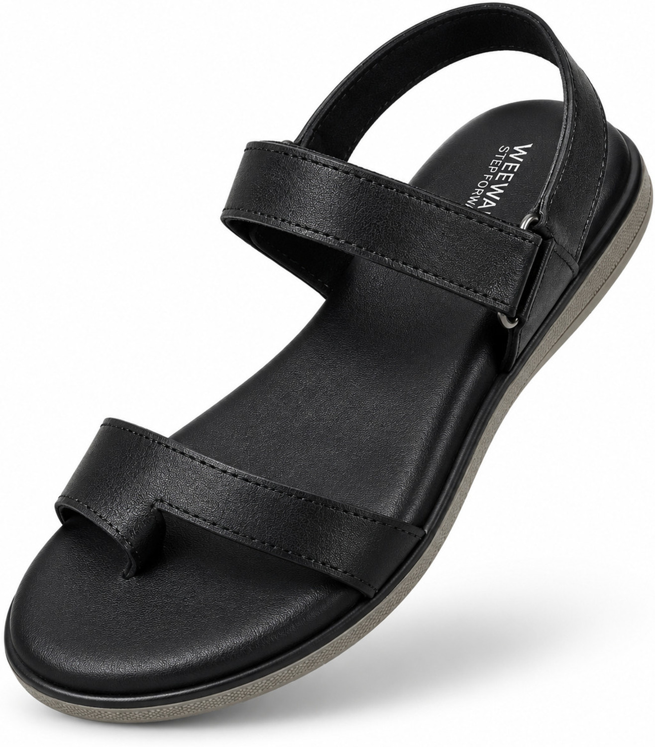 Image of weewalk Women Flats Sandal (Black, 7)