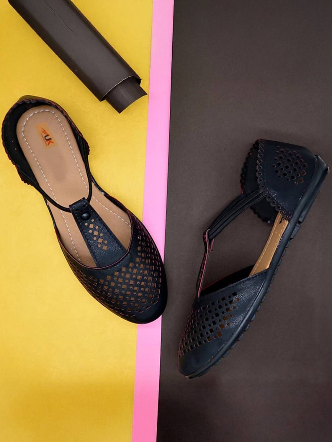 UK Collection Women Bellies Sandal (Black , 4)