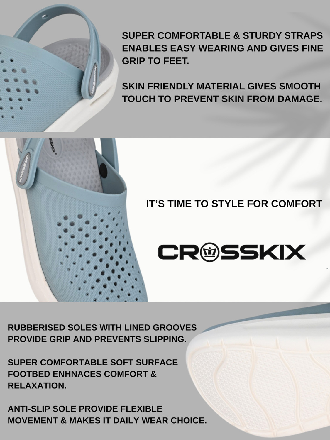 Image of Crosskix AeroComfort 2.0 Men's Lightweight Sport Clogs,Breathable EVA with Arch Support Men Clogs