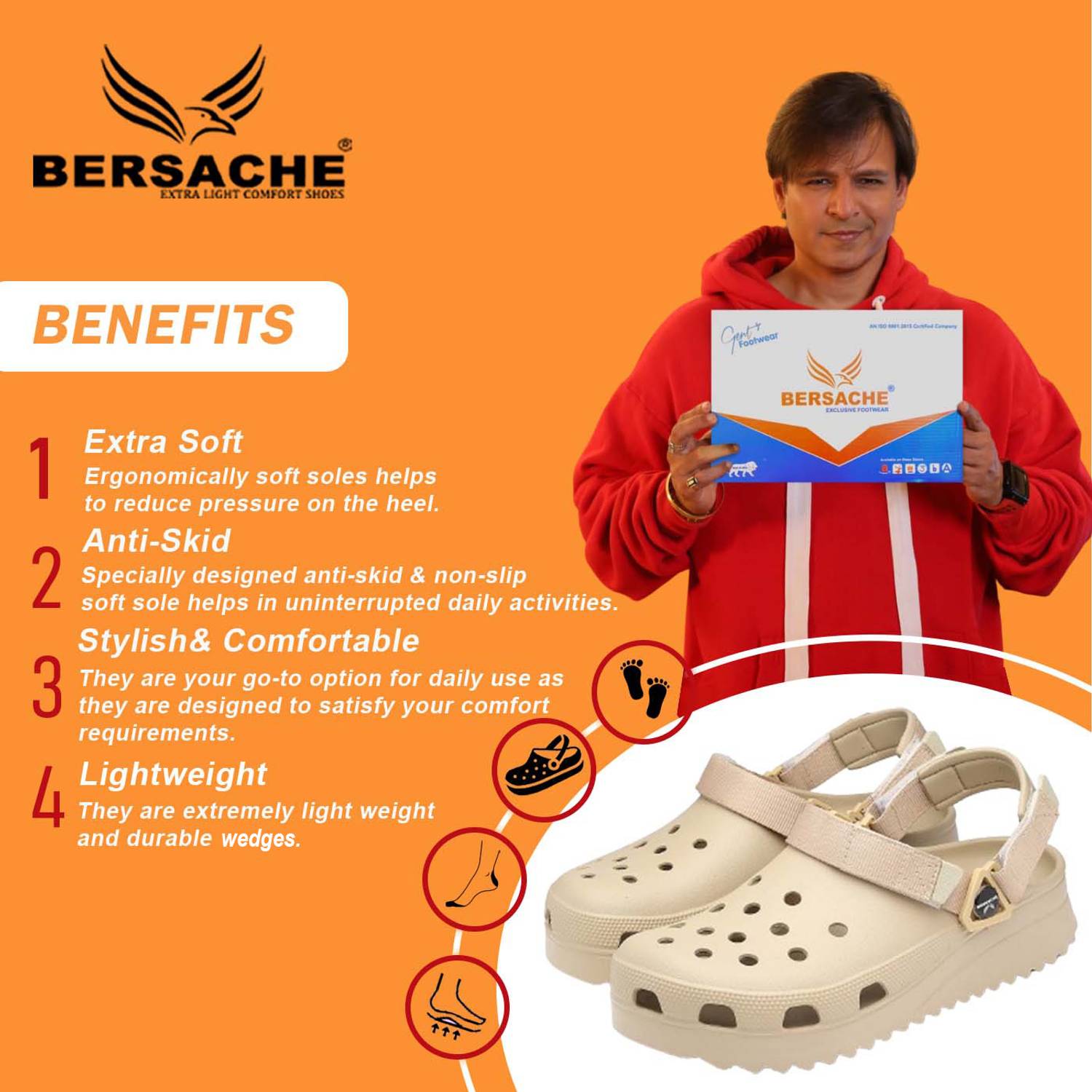 BERSACHE Men Beige Wedges - Image 2