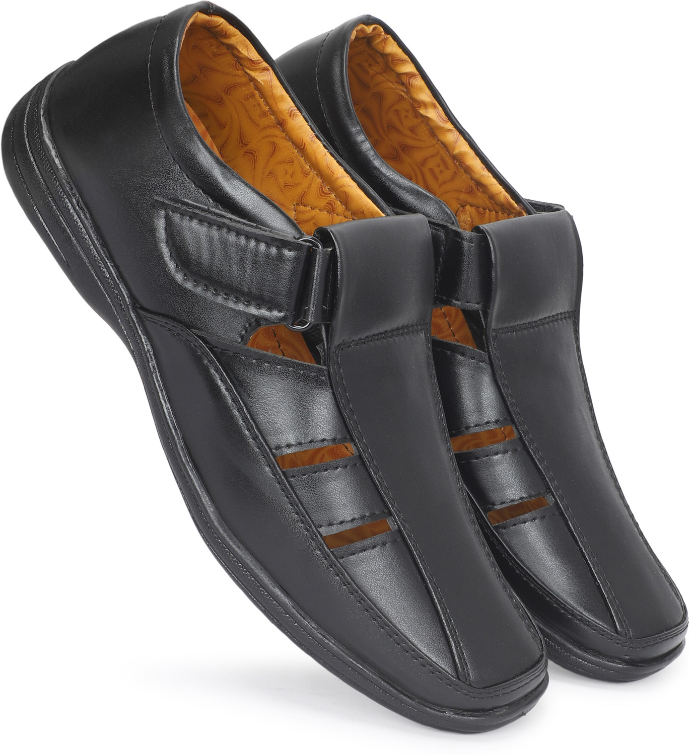 Image of biloni Men Flats Sandal (Black, 9)