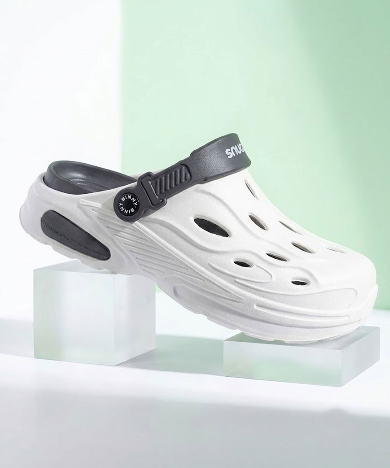 Image of Binny Unisex Clogs Sandal (White, Grey, 10)