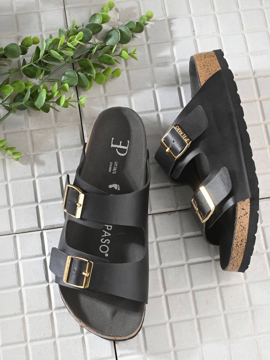 EL PASO Women Flats Sandal (Black , 6)