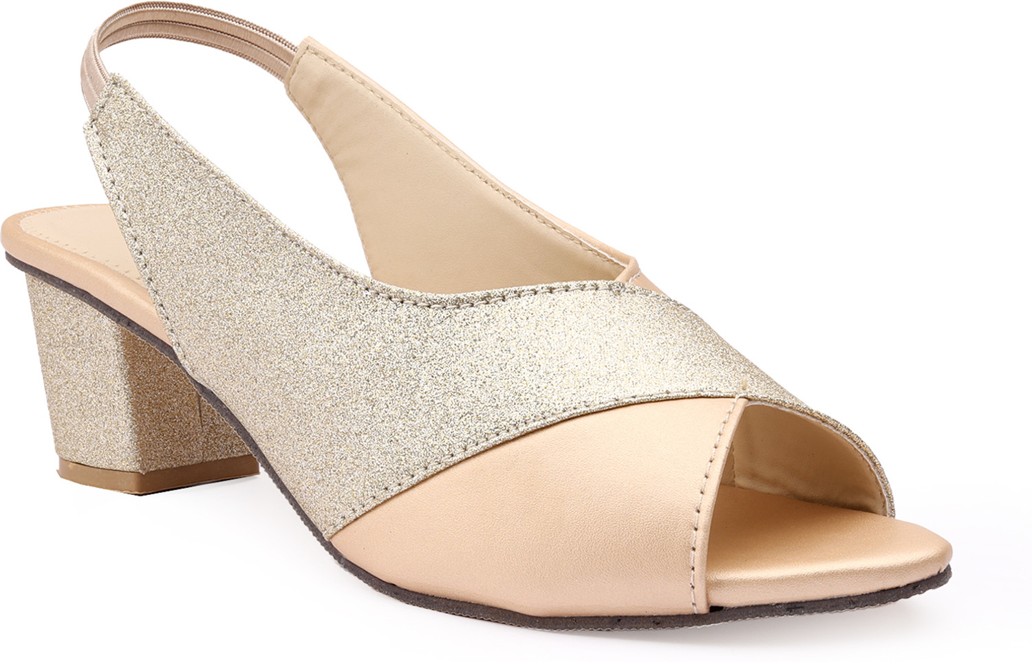 Image of Shozie Women Heels Sandal (Beige, Gold, 4)