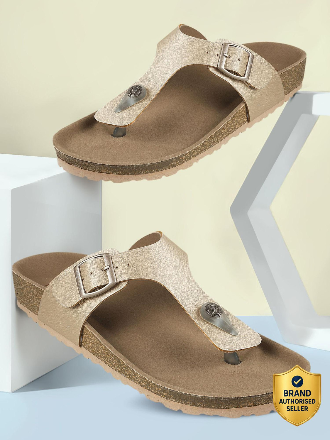 Image of METRO SyntheticOpenToeT-Strap Women Flats