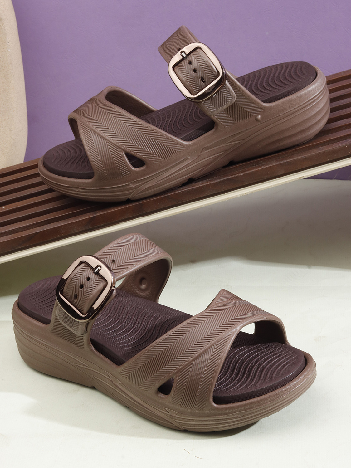 Image of GENZIS Women Clogs Sandal (Tan, 5)