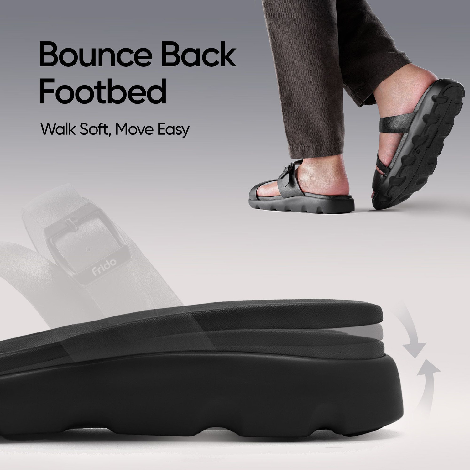 Image of Frido Cloud Comfort Open Toe with Adjustable Z-Strap, Cushioned PU Footbed Women Flats