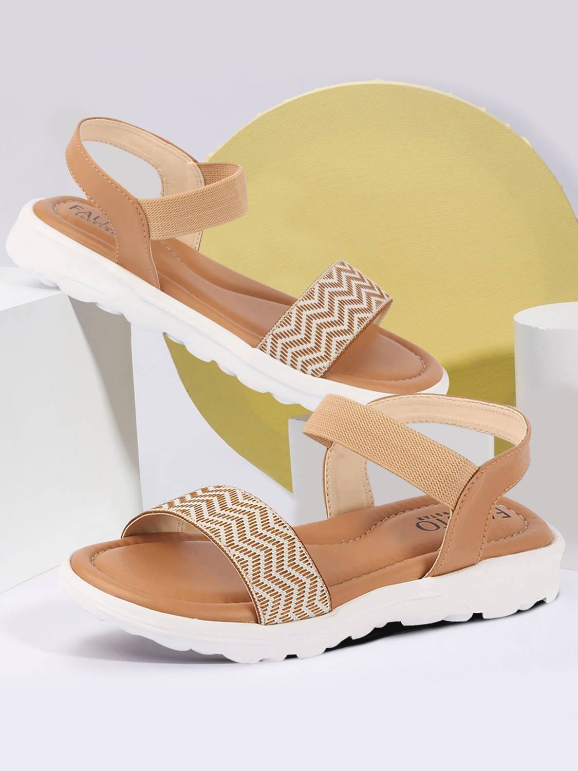 FAUSTO Women Flats Sandal (Beige , 5)