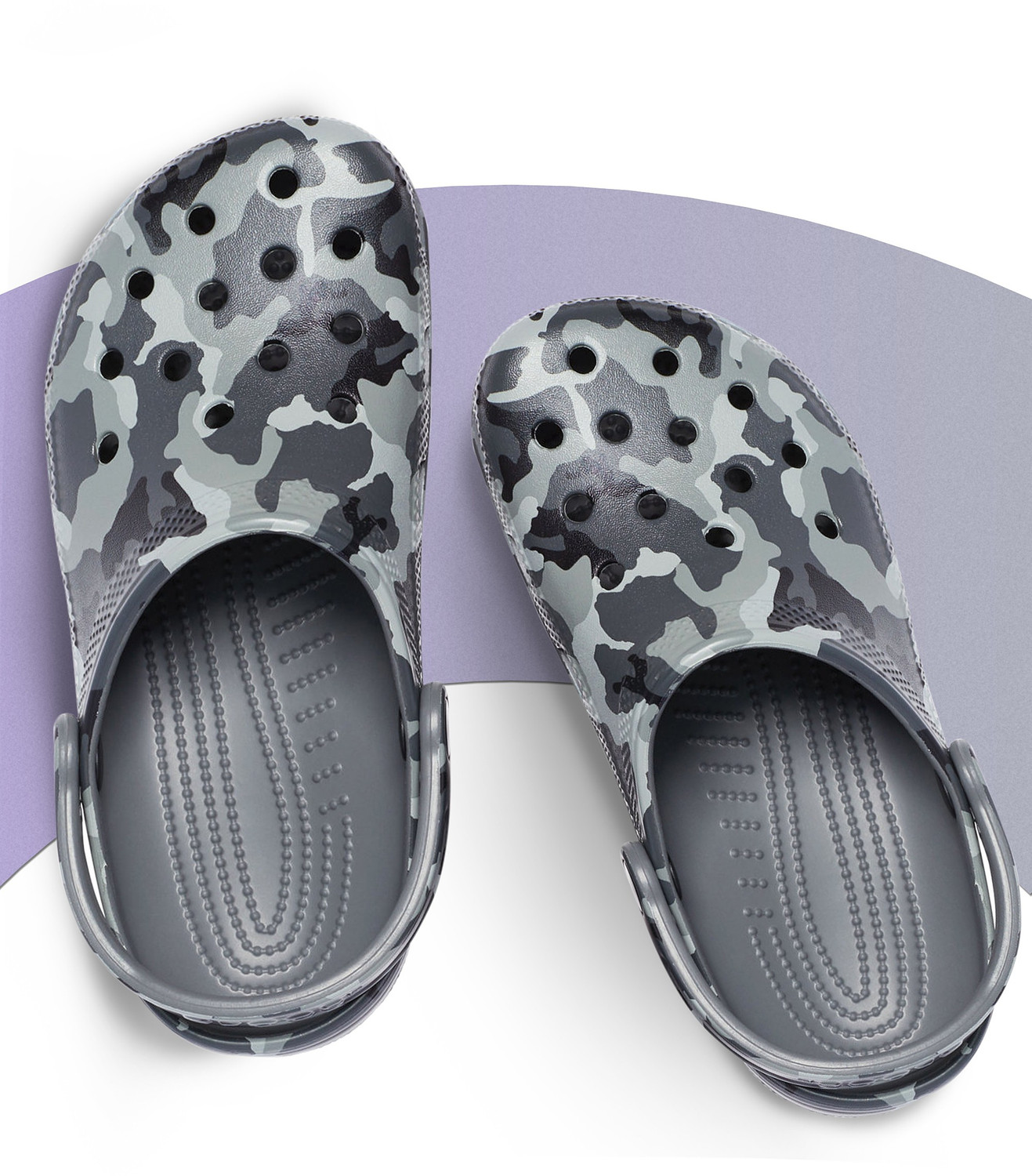 Image of CROCS Unisex Classic Printed Camo Clogs Sandal (Grey, 10)