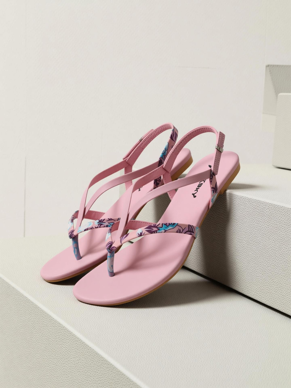Image of ZEBIN Women Flats Sandal (Pink, 5)