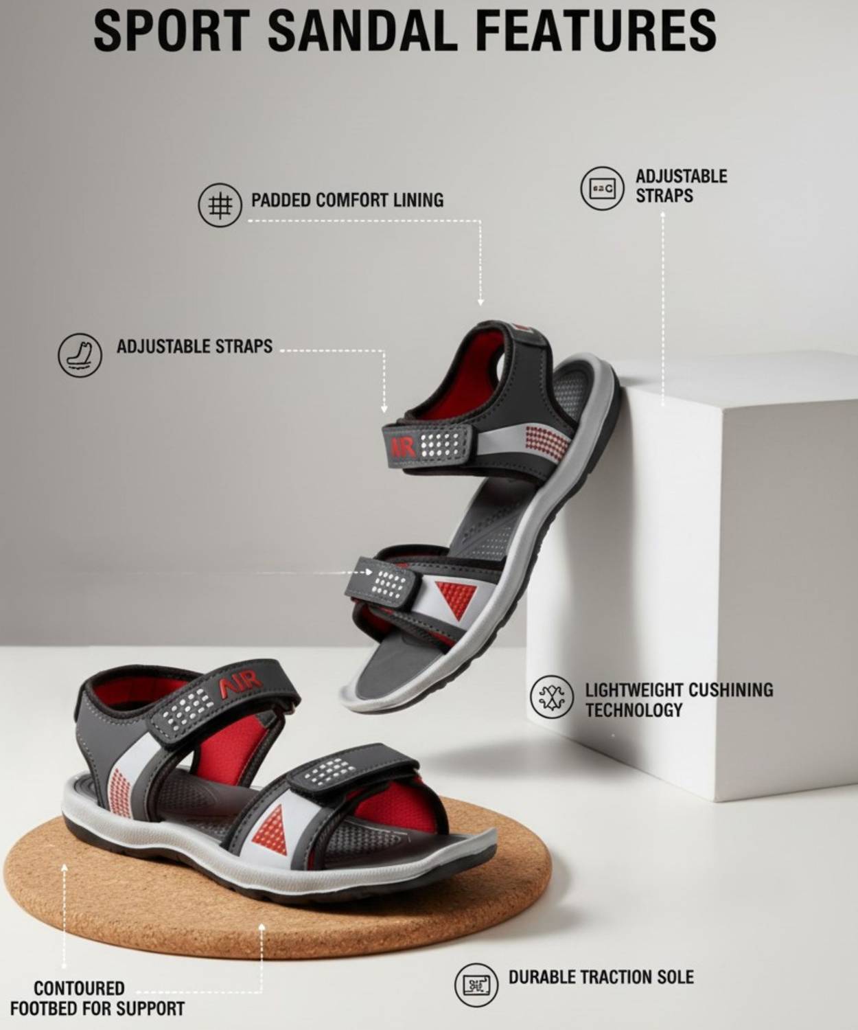 GLB Men Gray Sandals - Image 2