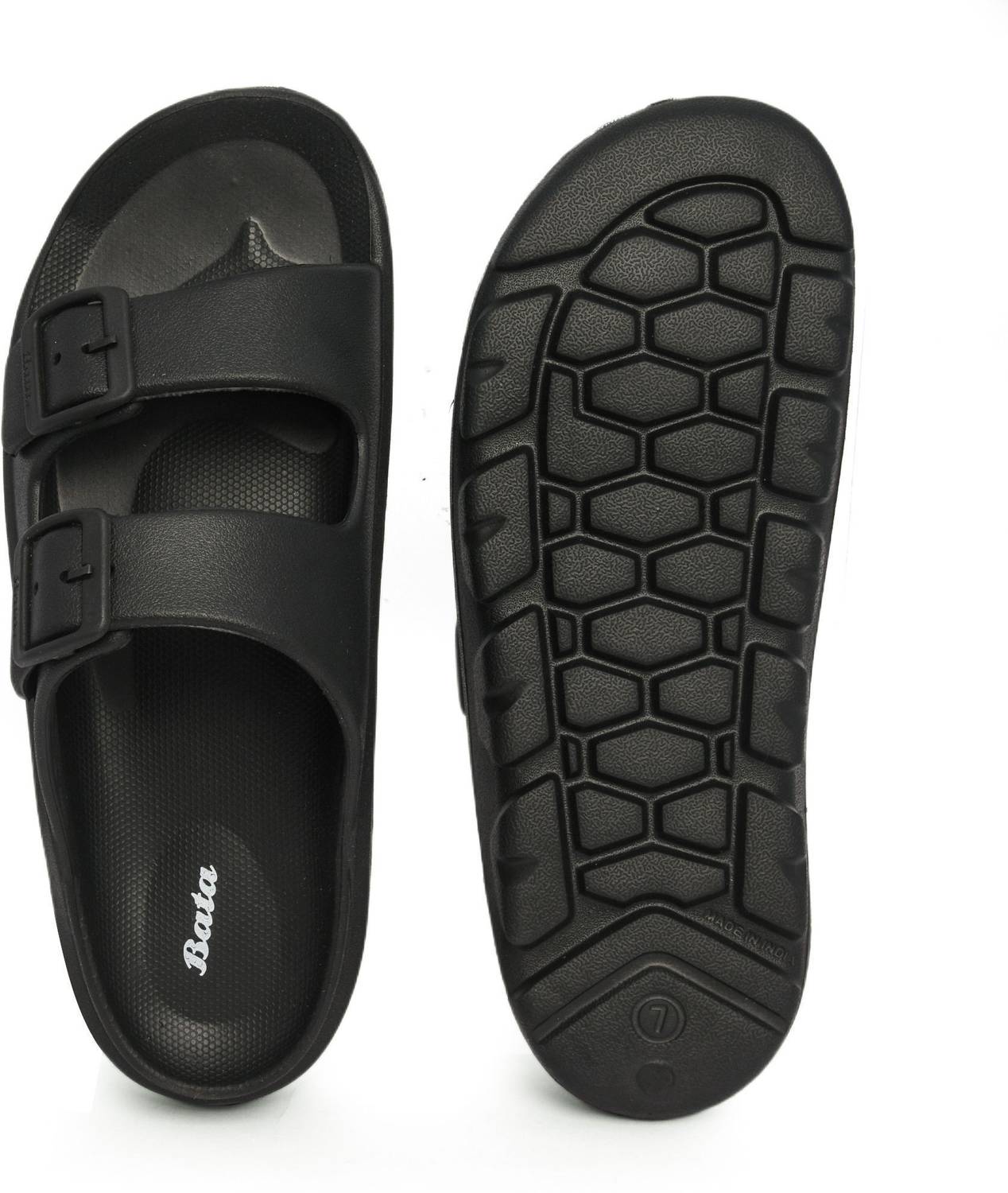 Bata Men Black Slippers - Image 2