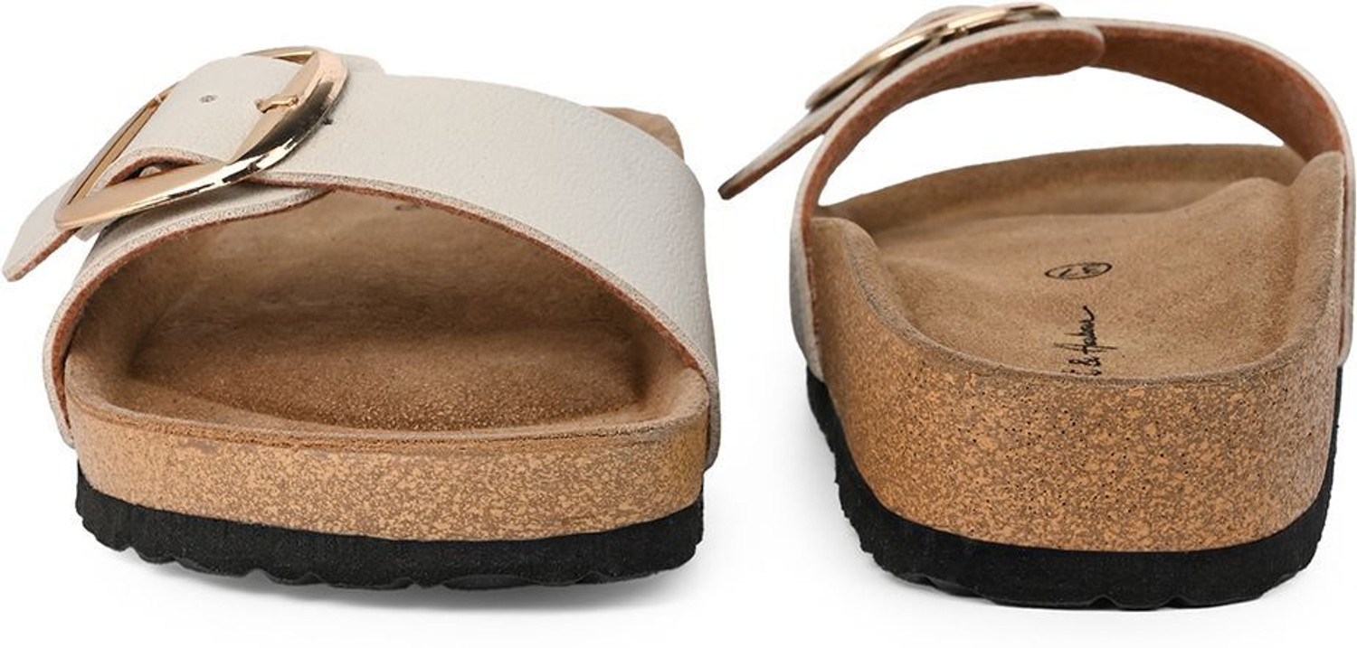 Image of Mast & Harbour Women Flats Sandal (Beige, 6)