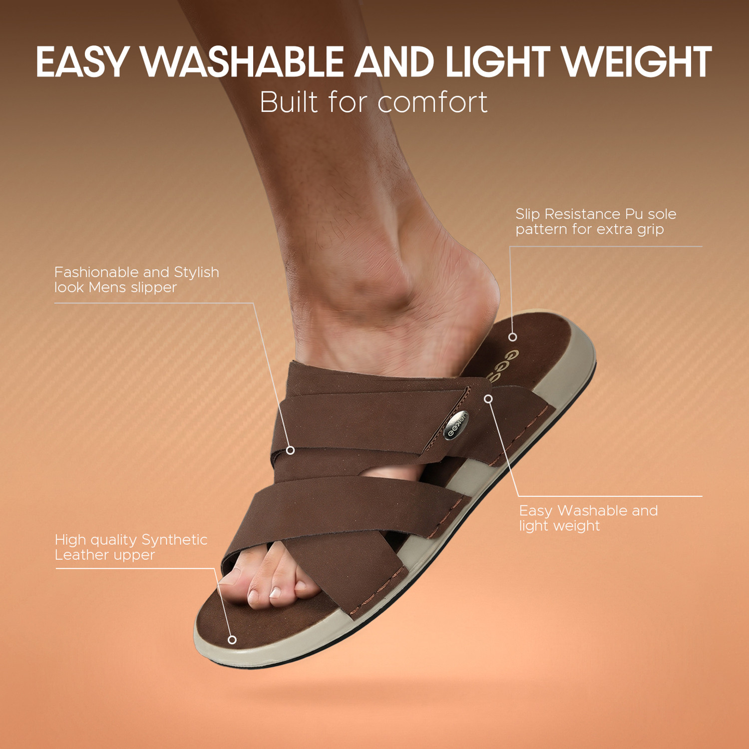 Image of Paragon Lightweight Stylish Slip Resistant Sole Washable Men Sandals