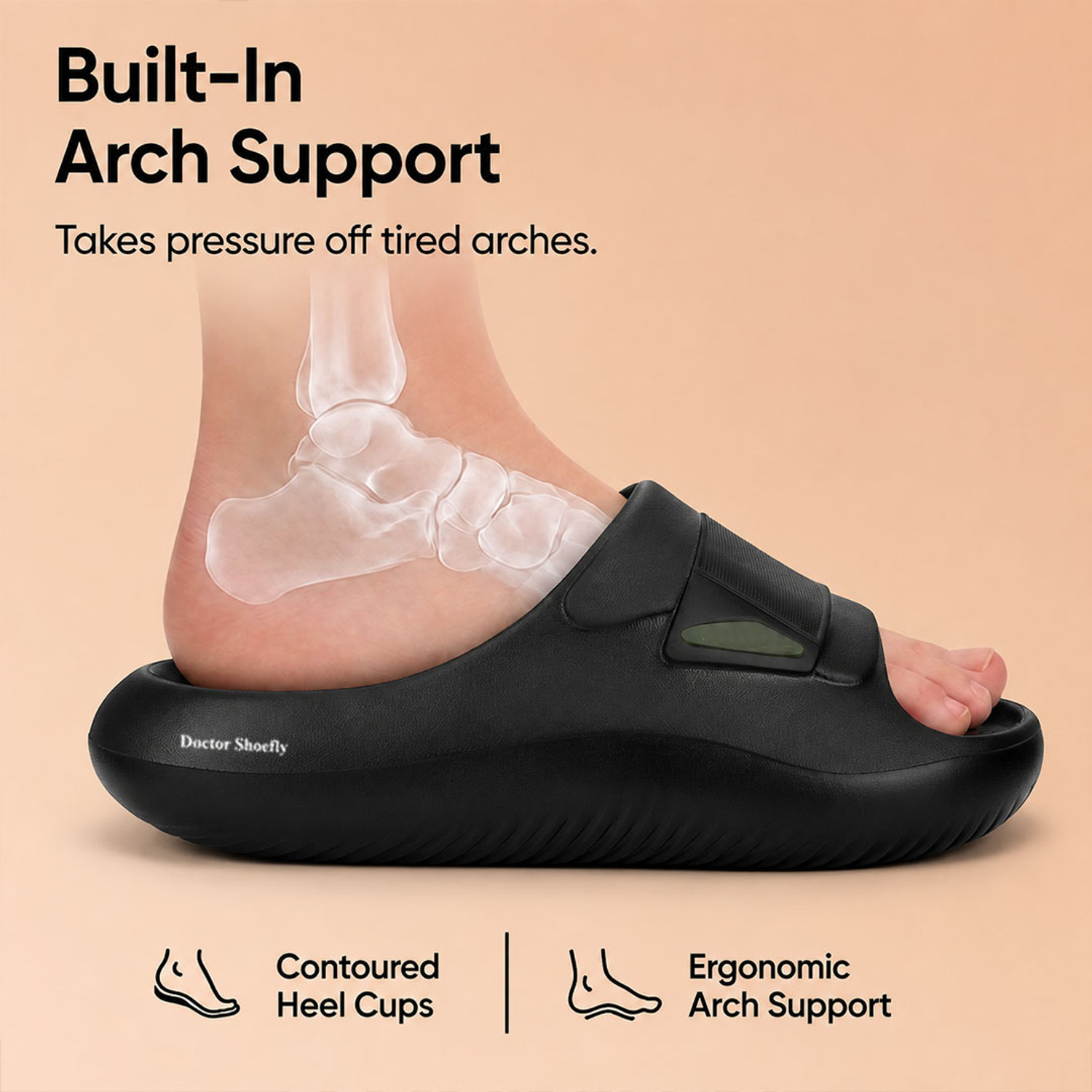 Image of Doctor Shoefly Orthopedic Design | Arch Support | Diabetic Friendly| Pain Relief Men Slippers (White, 6)