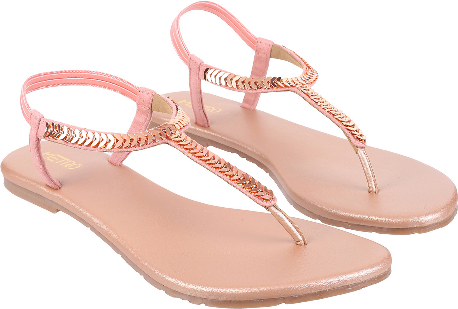 Image of METRO EmbellishedT-StrapFlatsWithBackstrap Women Flats