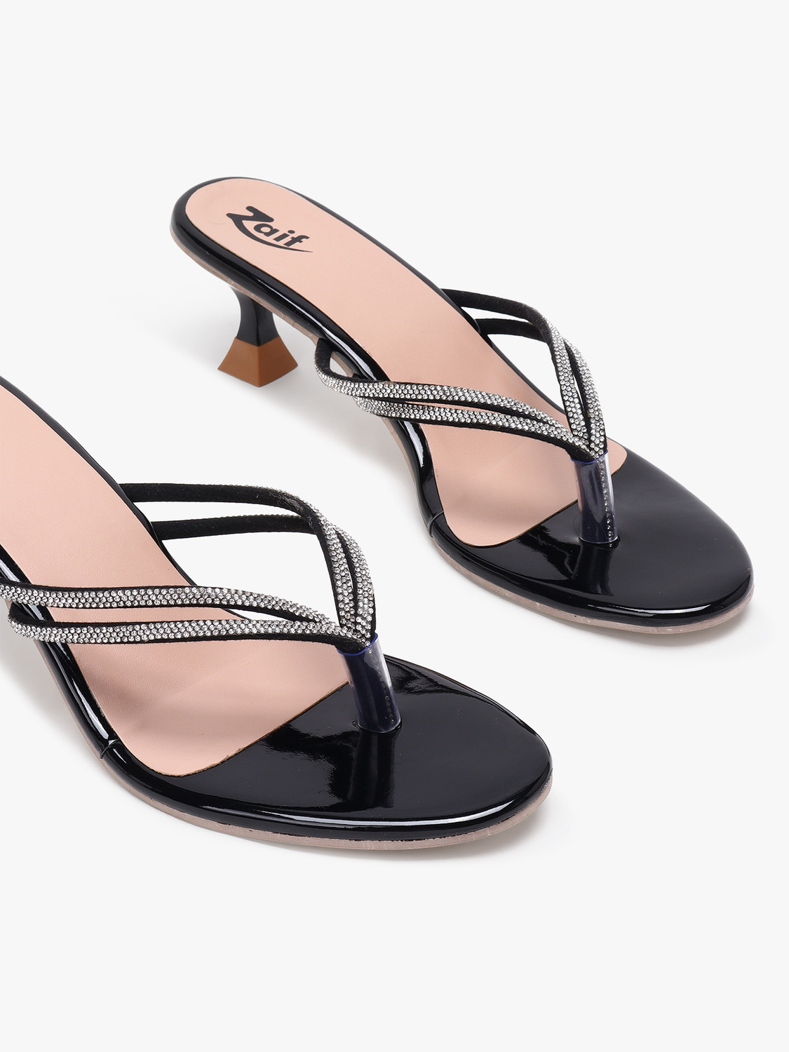 Zaif Women Heels Sandal (Black, Beige, 4) - Price History