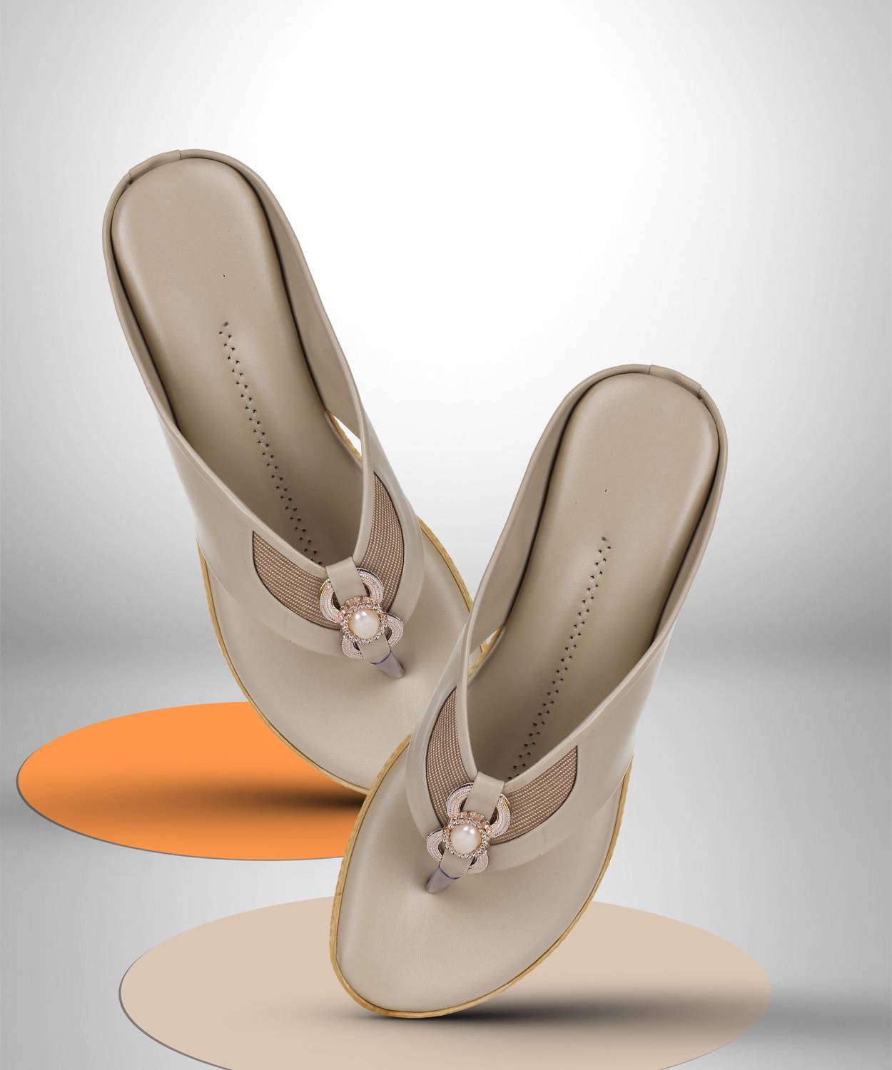 Bootco Women Flats Sandal (Beige , 5)