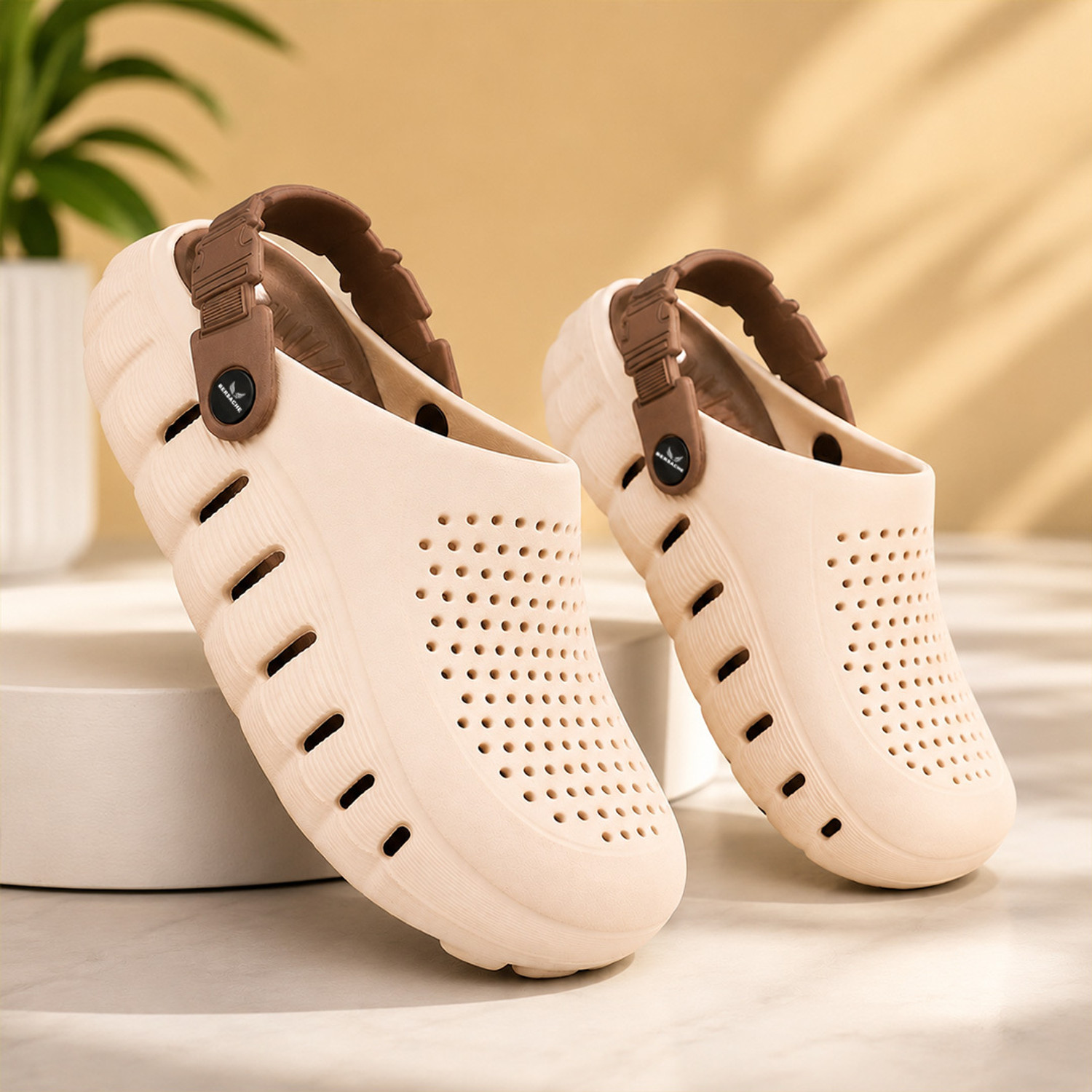 Image of BERSACHE Men Flats Sandal (Beige, 7)
