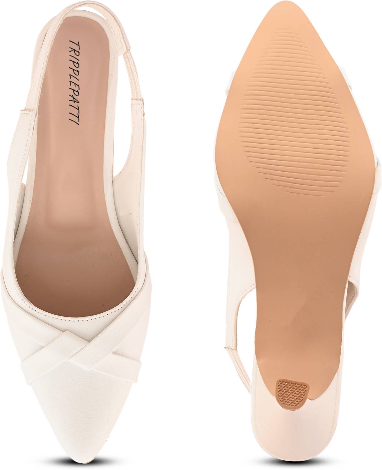 tripple patti Women White Heels - Image 5