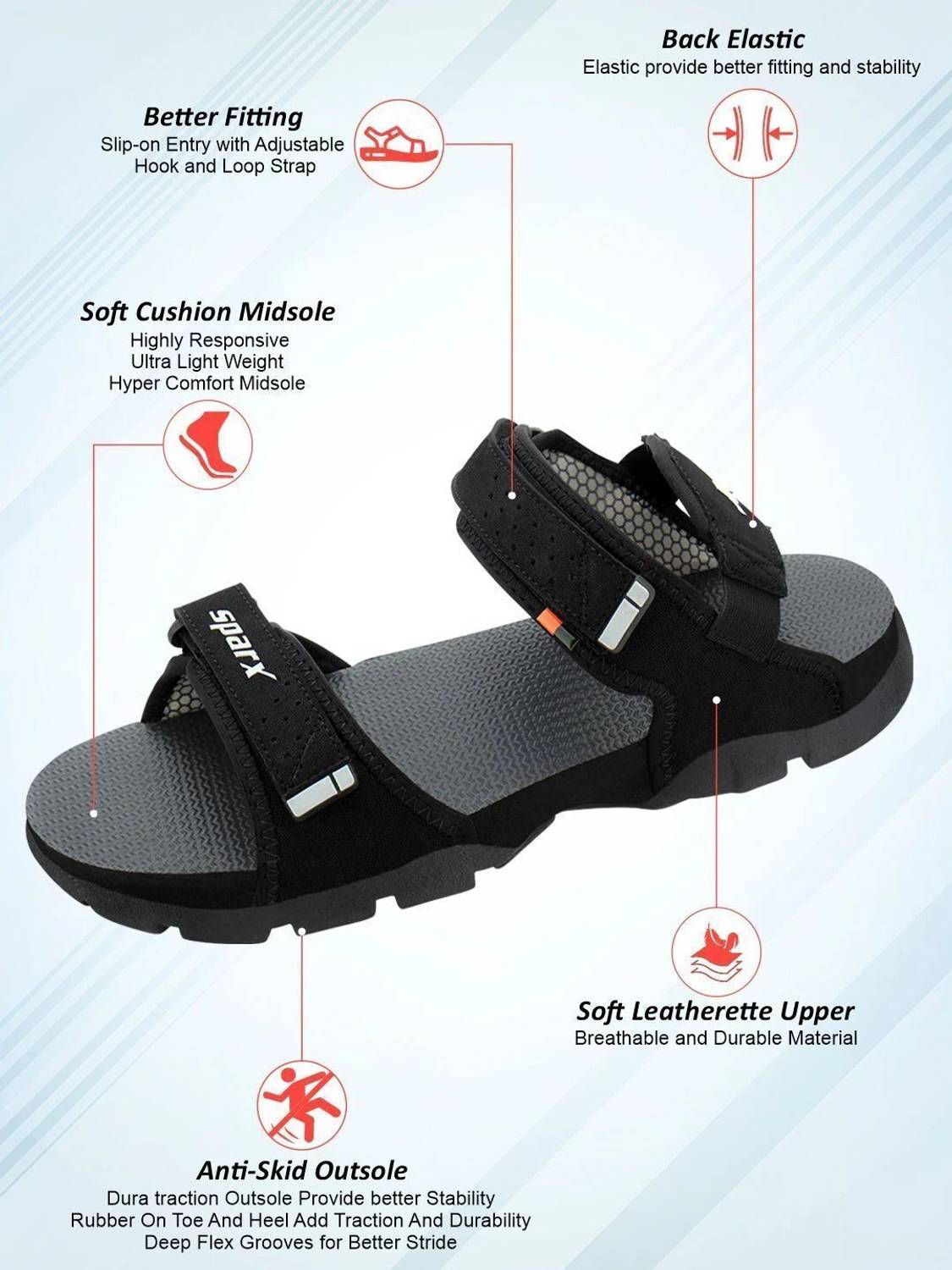 Sparx SS 119 Men Sports Sandals Black - Image 4