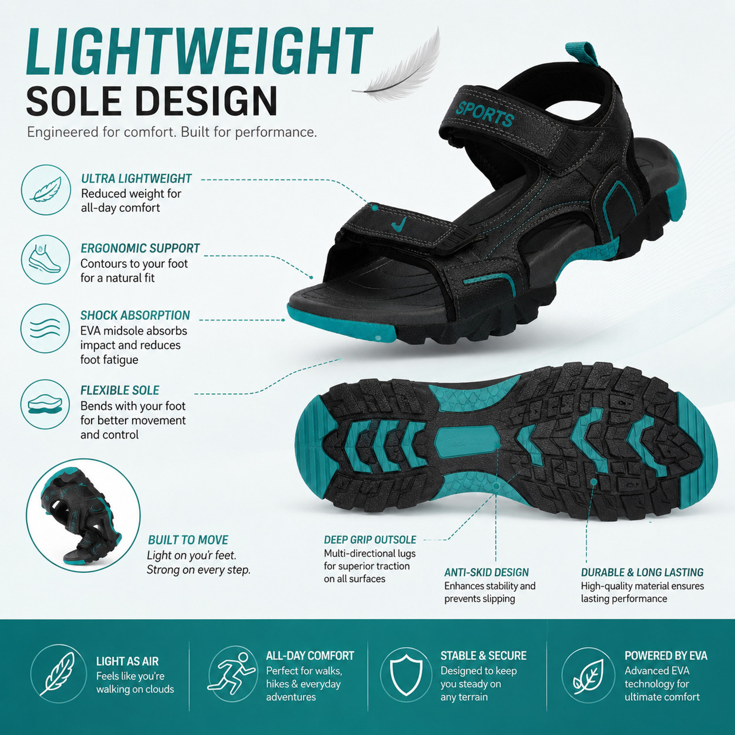 Image of DUCKINS Men Sports Sandals