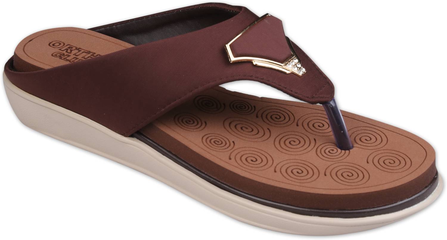 ORTHO CLUB Women Wedges Sandal (Brown , 7)