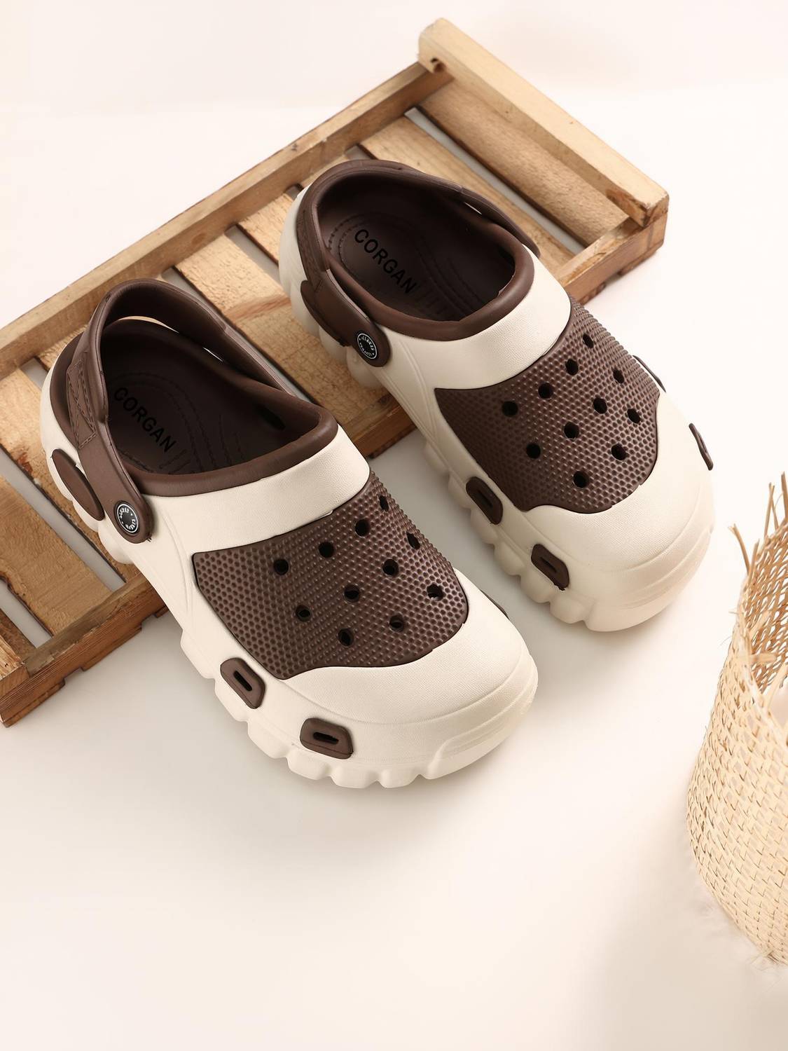 corgan Men Brown Clogs - Image 1