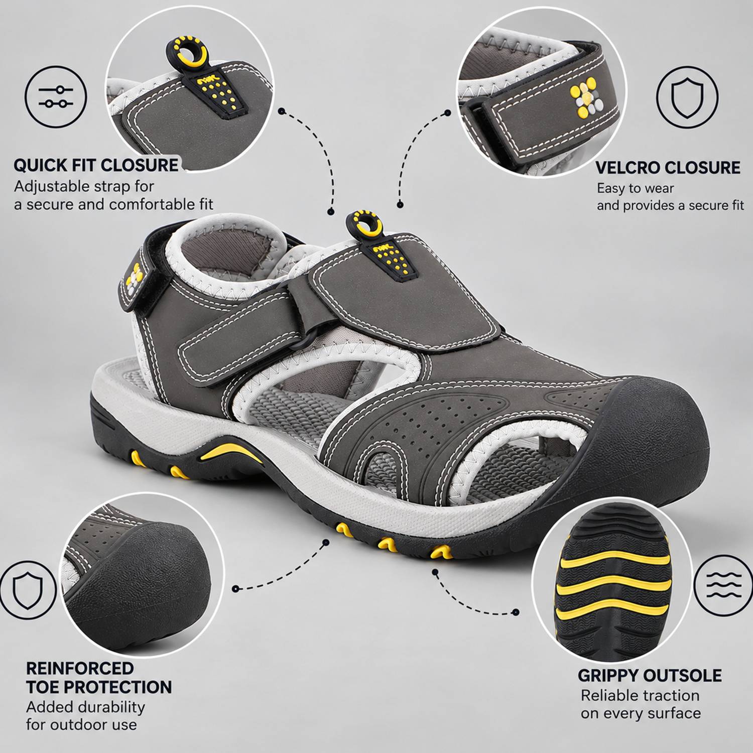 Fuel Men Sandals Gray - Image 4