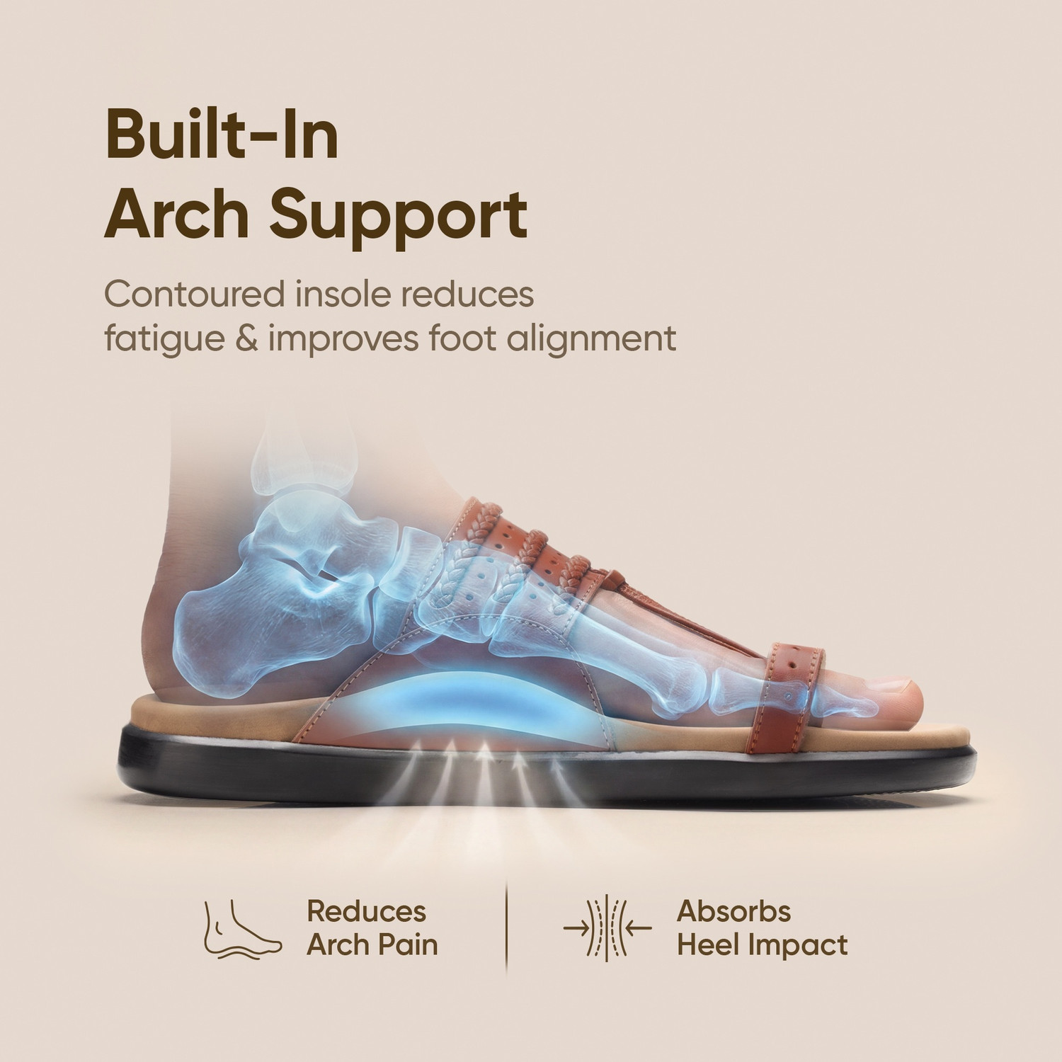 Image of Frido Puneri Arch Comfort Sandal | Leather Chappal with Built-In Arch Support, Cushion Men Flats