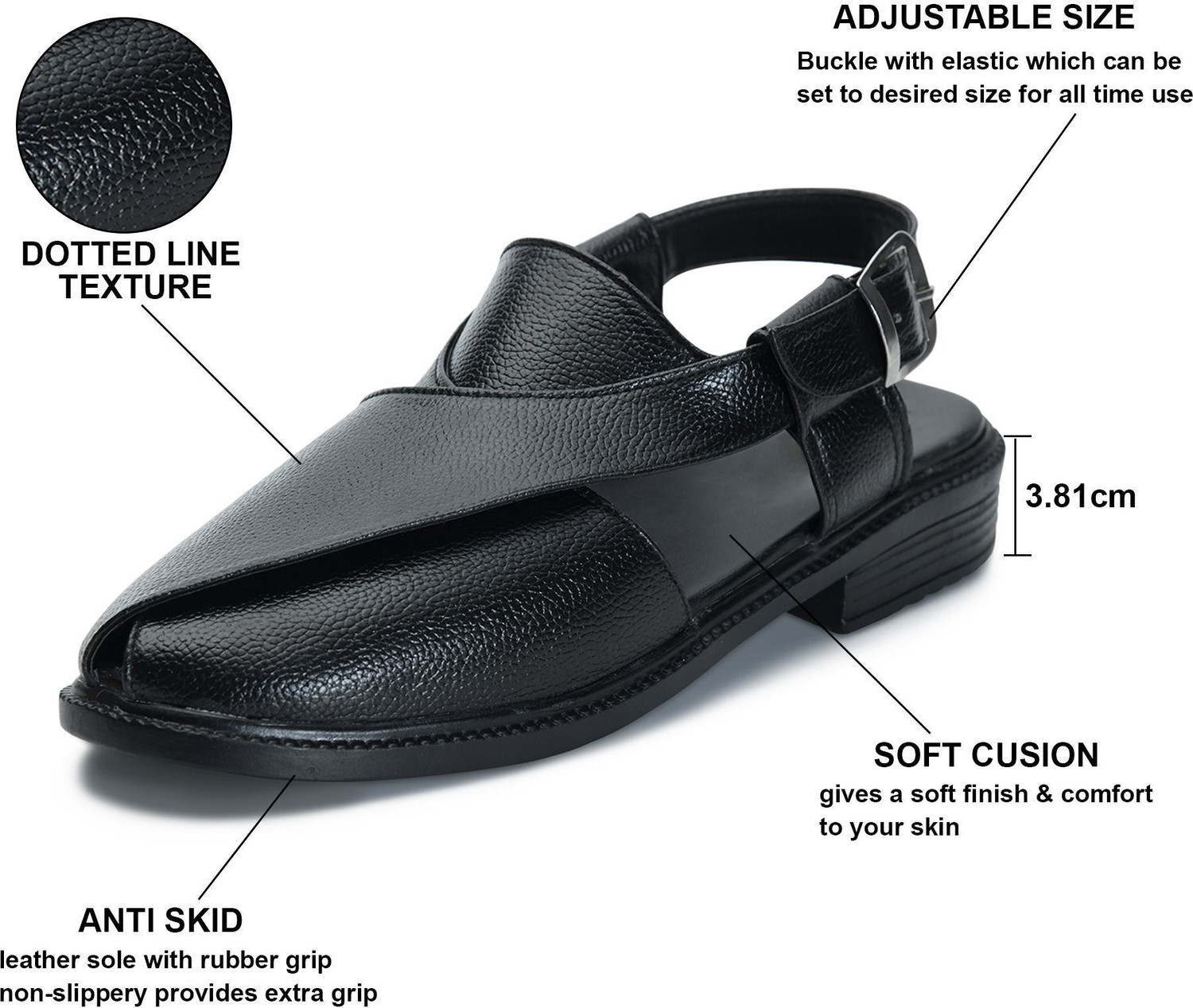 Image of STEPFOX Premium Ethnic Style Peshawari With Adjustable Backstrap heel & Comfort Sole Men Sandals