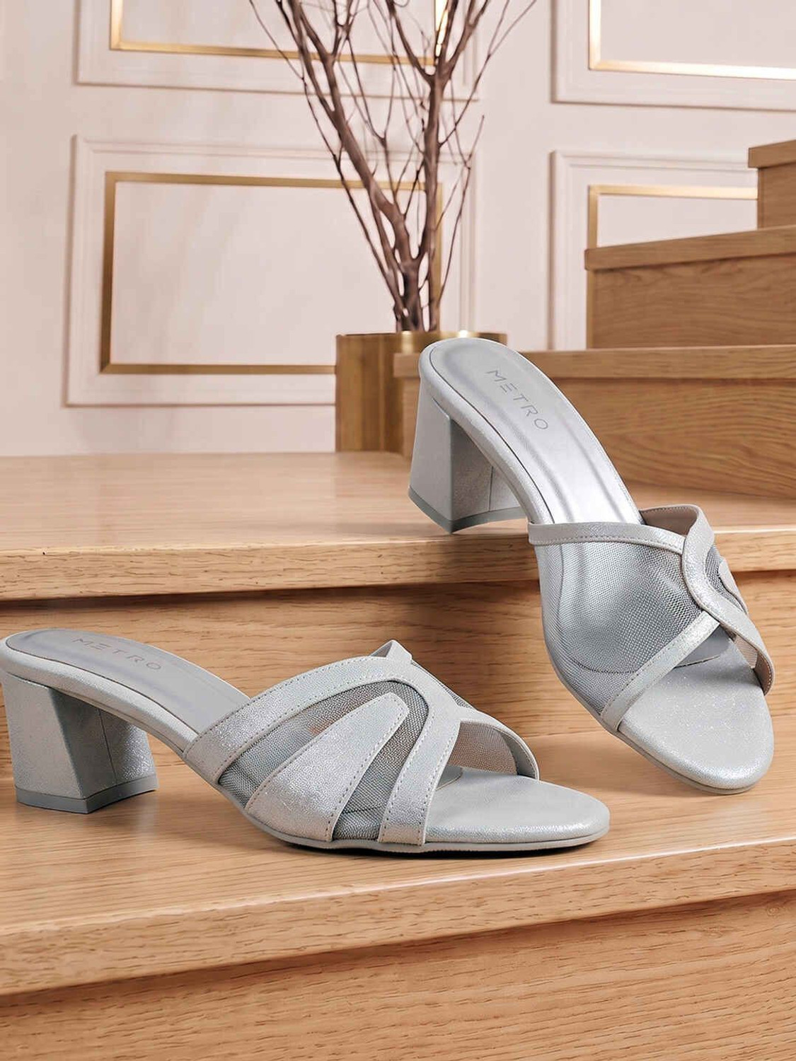 Image of METRO Women Heels Sandal (Silver, 7)