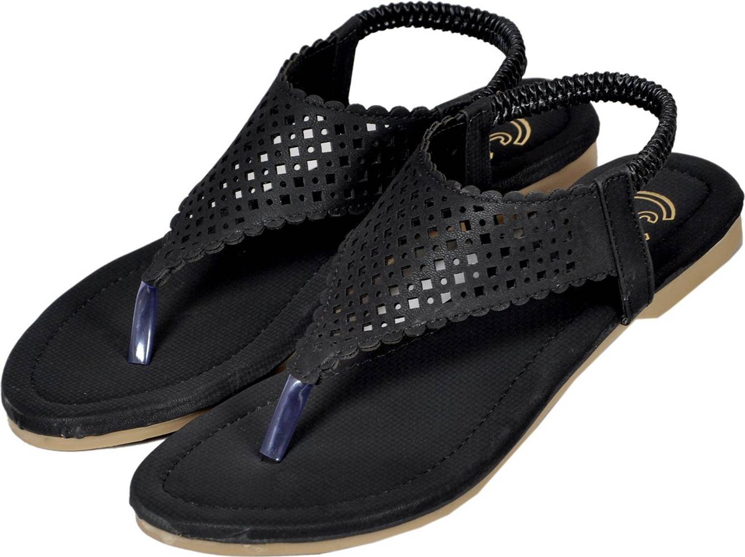 JSStyle Women Flats Sandal (Black , 7)