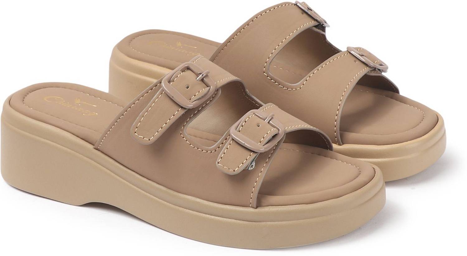 CHINRAAG Women Beige Wedges - Image 5