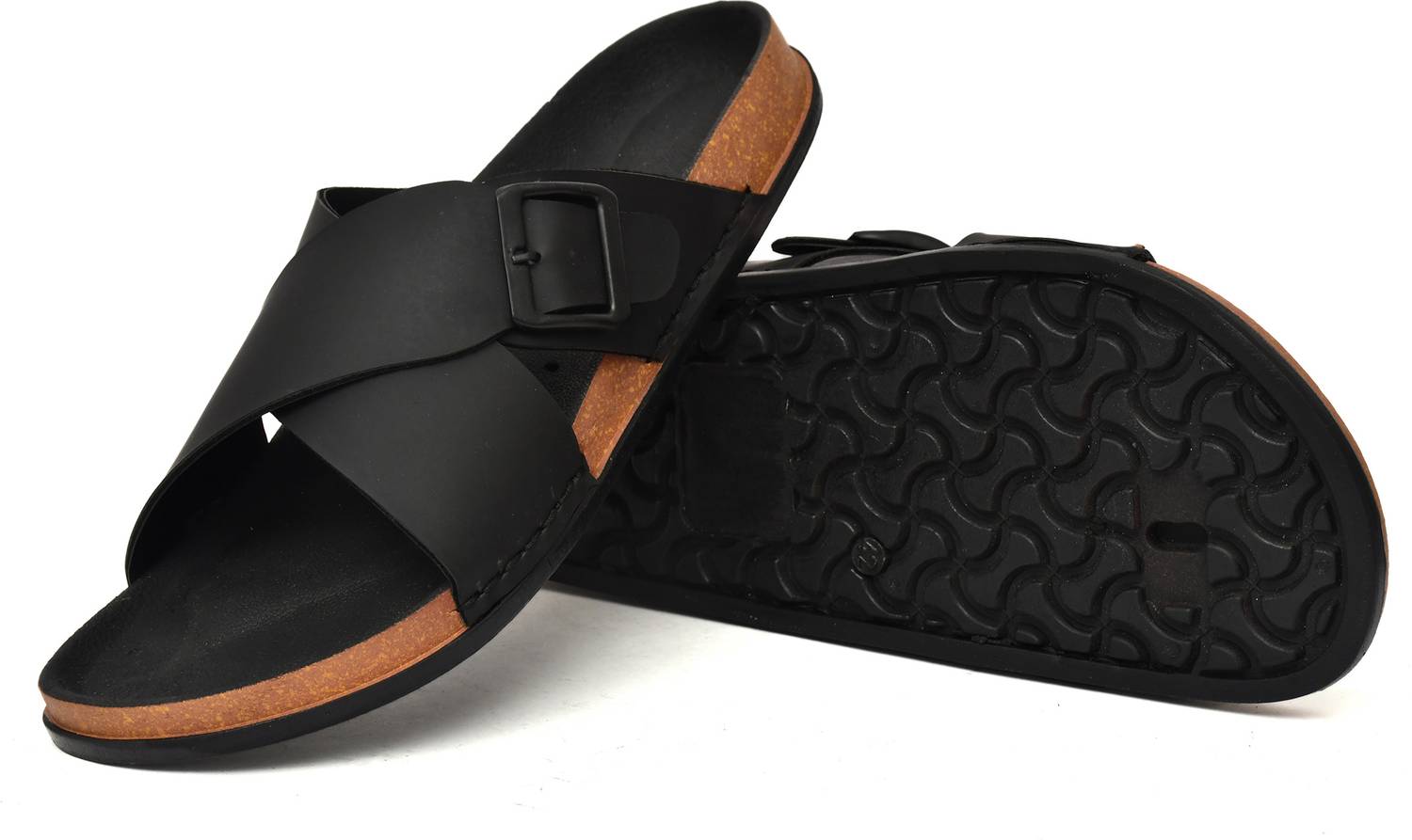 Prayas Men Black Slides - Image 4