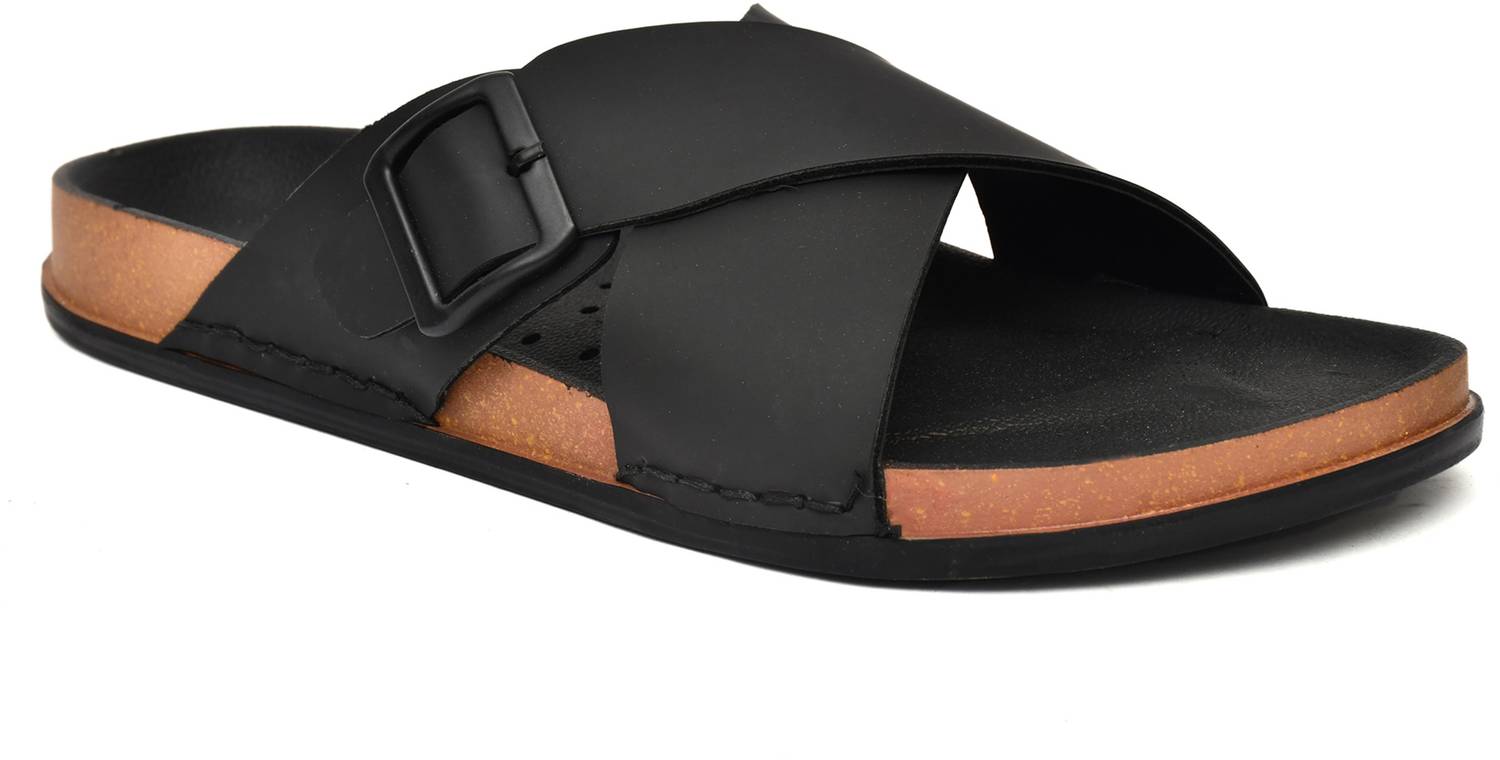 Prayas Men Black Slides - Image 1