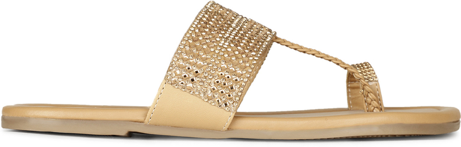 Image of Bata Women Flats Sandal (Gold, 7)