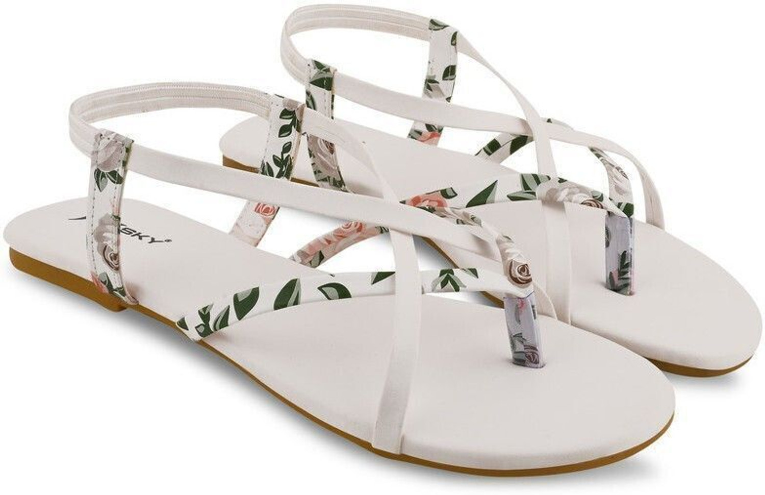 Image of ZEBIN Women Flats Sandal (White, 3)