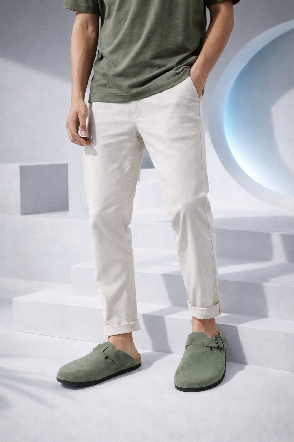 Image of austrich Men Slippers (Green, 9)